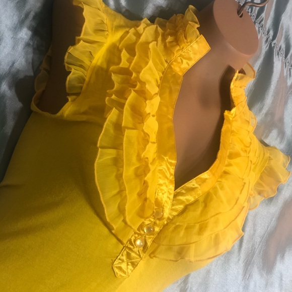 Canary yellow stretch dress tee,M - Picture 4 of 5